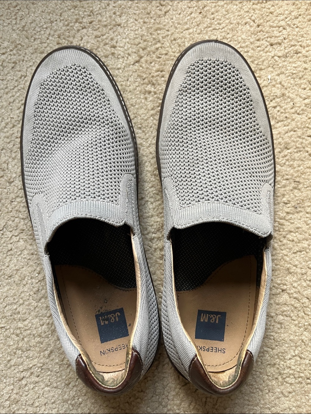 Skechers Men's Slip-On Knit Loafers in Light Gray